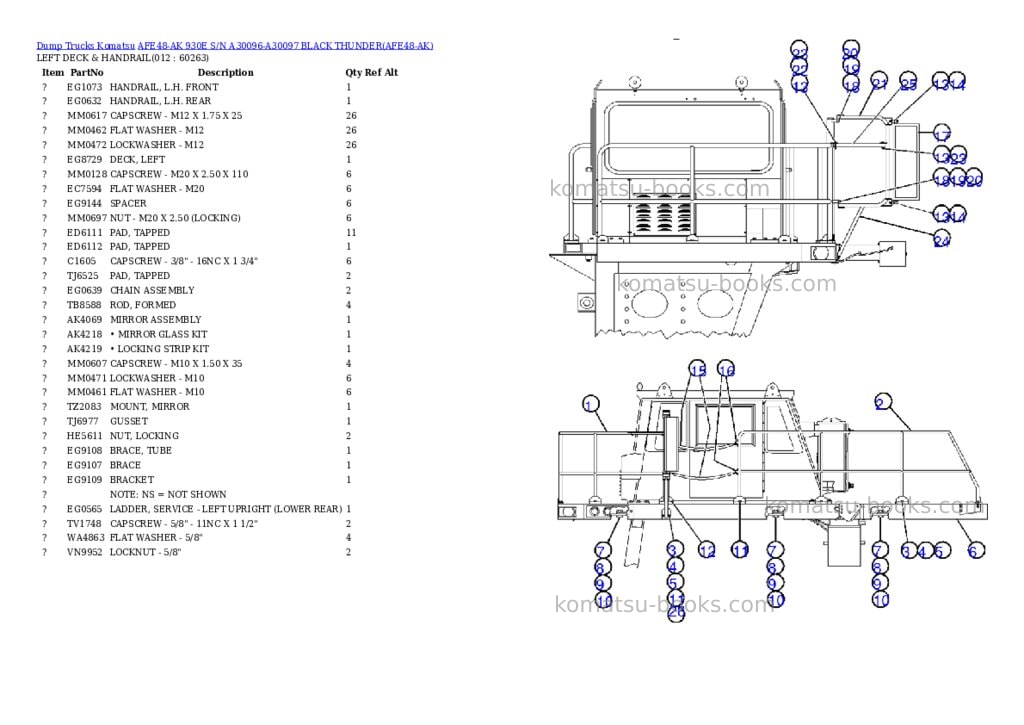 Komatsu afe48-ak 930e s/n a30096-a30097 black thunder Parts catalog cover Page 6 Komatsu afe48-ak 930e s/n a30096-a30097 black thunder Parts catalog cover Page 6