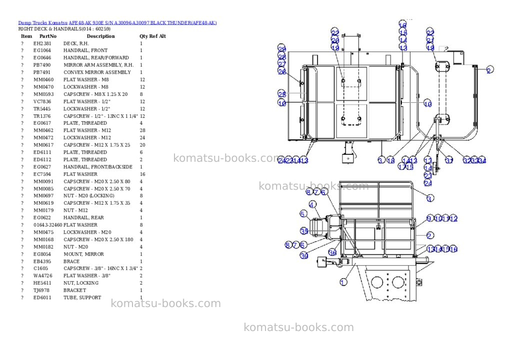 Komatsu afe48-ak 930e s/n a30096-a30097 black thunder Parts catalog cover Page 7 Komatsu afe48-ak 930e s/n a30096-a30097 black thunder Parts catalog cover Page 7