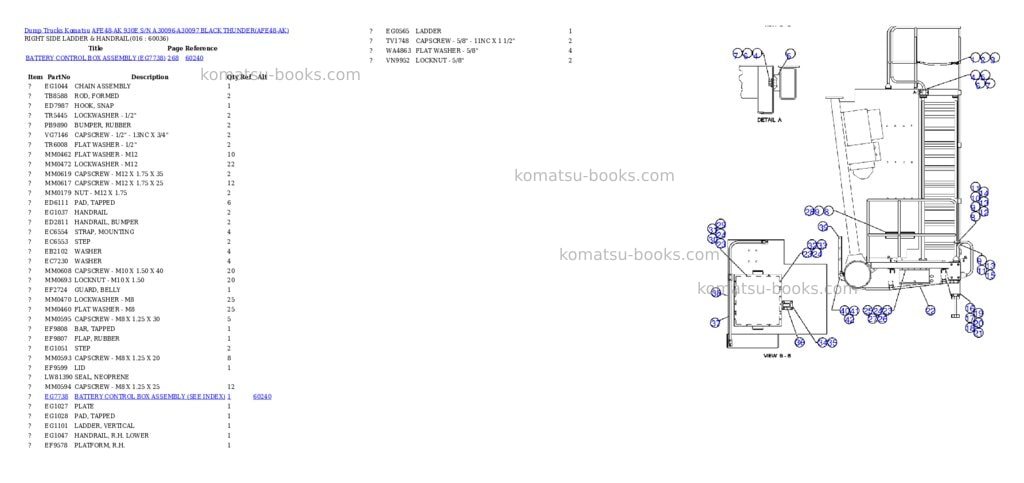 Komatsu afe48-ak 930e s/n a30096-a30097 black thunder Parts catalog cover Page 8 Komatsu afe48-ak 930e s/n a30096-a30097 black thunder Parts catalog cover Page 8
