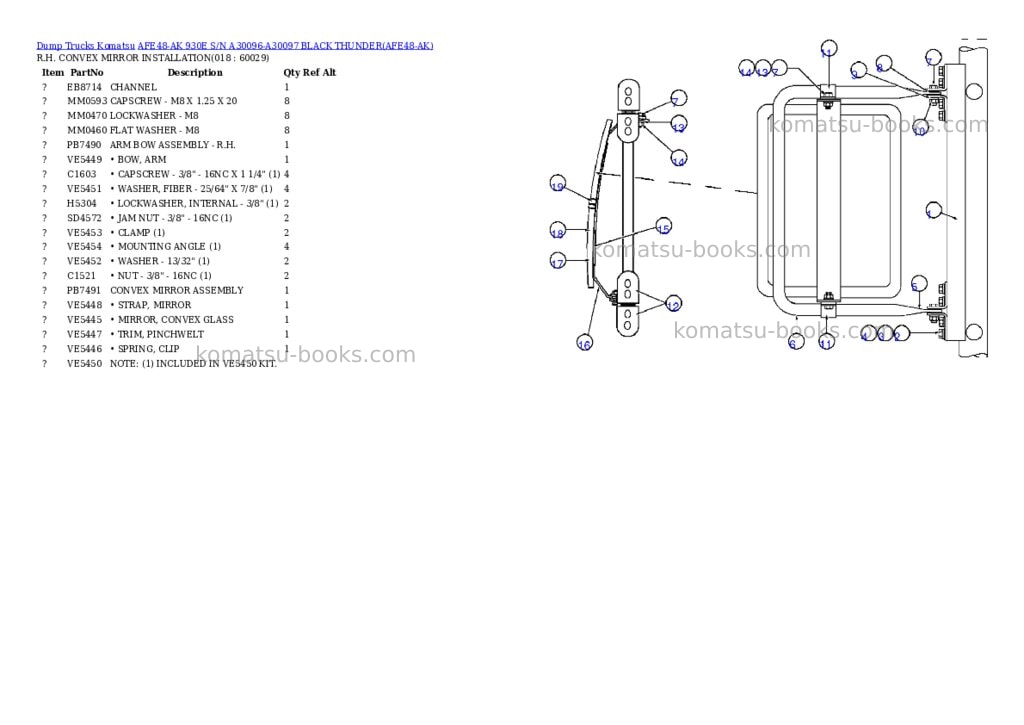 Komatsu afe48-ak 930e s/n a30096-a30097 black thunder Parts catalog cover Page 9 Komatsu afe48-ak 930e s/n a30096-a30097 black thunder Parts catalog cover Page 9