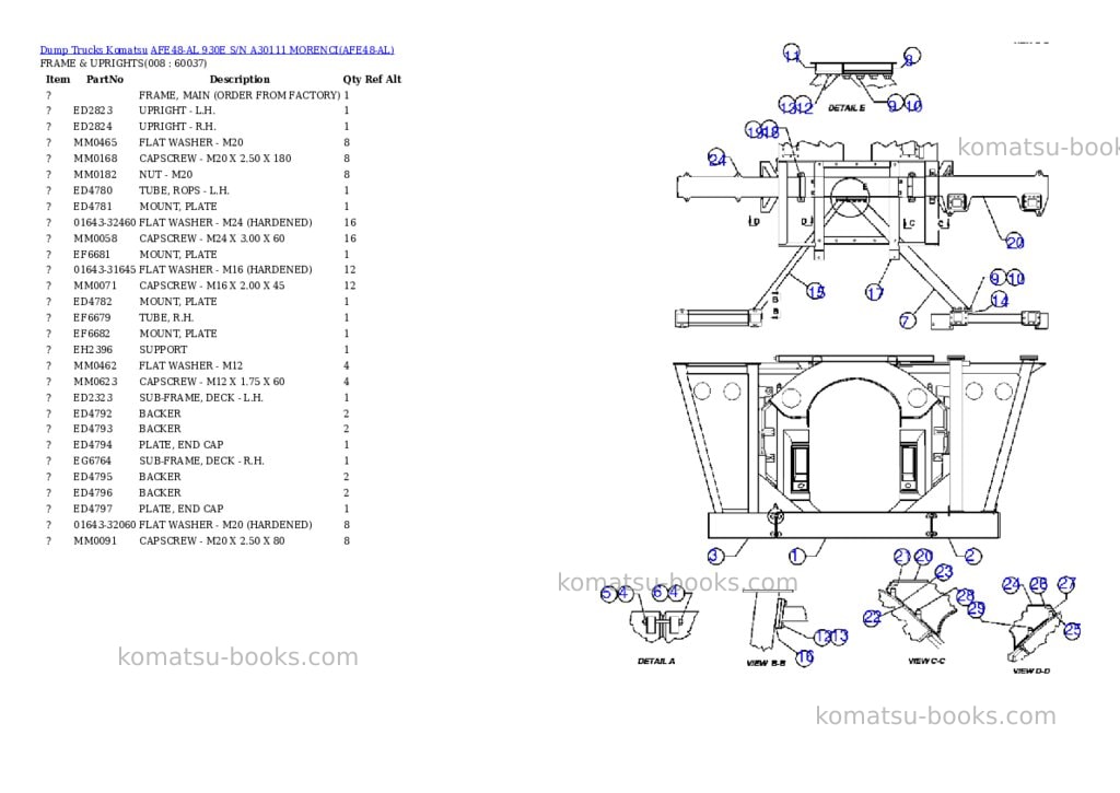 Komatsu afe48-al 930e s/n a30111 morenci Parts catalog cover Page 4 Komatsu afe48-al 930e s/n a30111 morenci Parts catalog cover Page 4