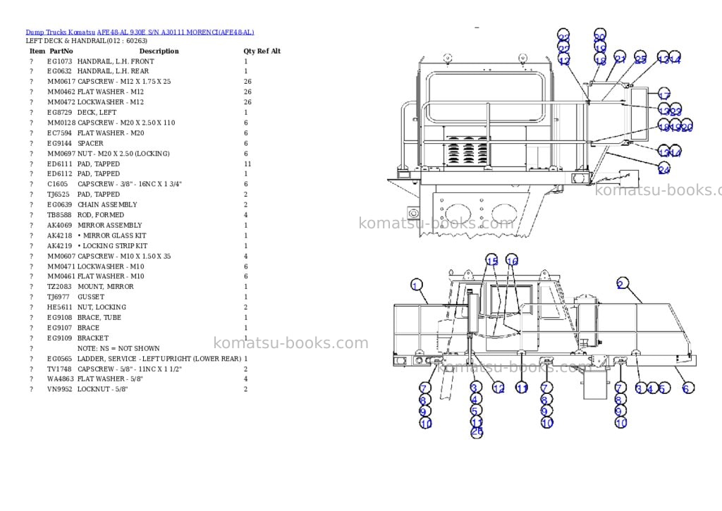 Komatsu afe48-al 930e s/n a30111 morenci Parts catalog cover Page 6 Komatsu afe48-al 930e s/n a30111 morenci Parts catalog cover Page 6