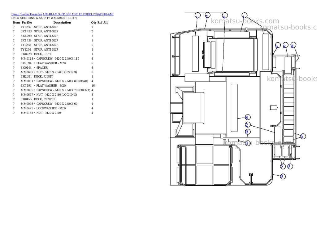 Komatsu afe48-am 930e s/n a30112 codelco Parts catalog cover Page 10