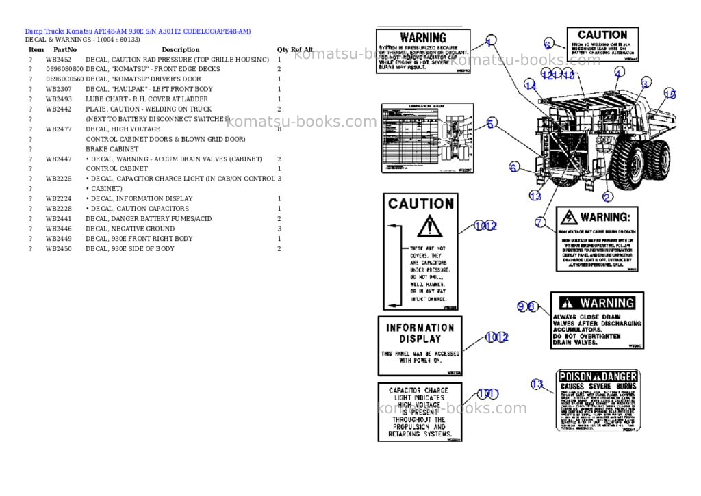 Komatsu afe48-am 930e s/n a30112 codelco Parts catalog cover Page 2