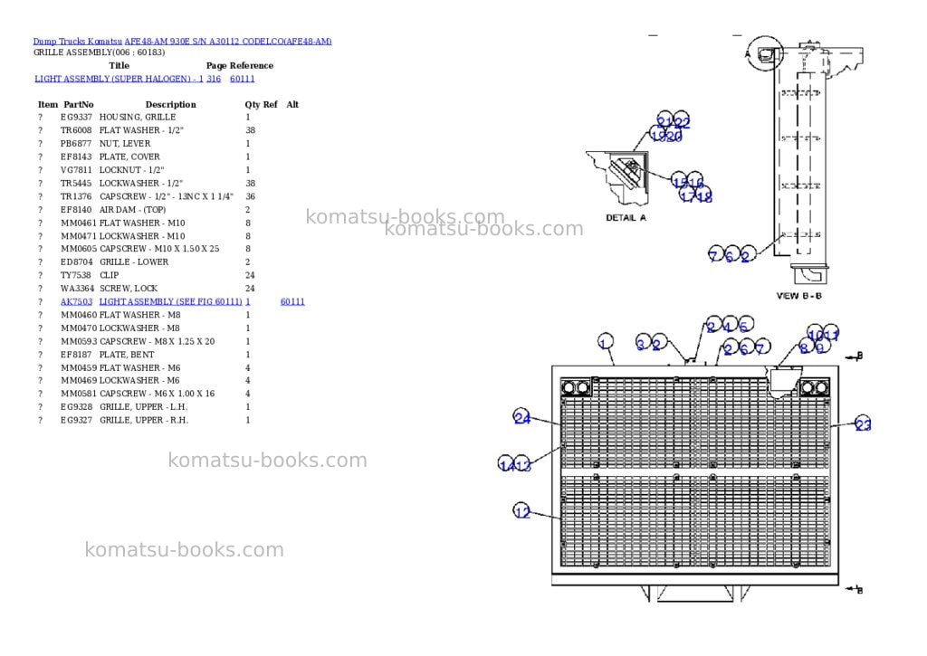 Komatsu afe48-am 930e s/n a30112 codelco Parts catalog cover Page 3