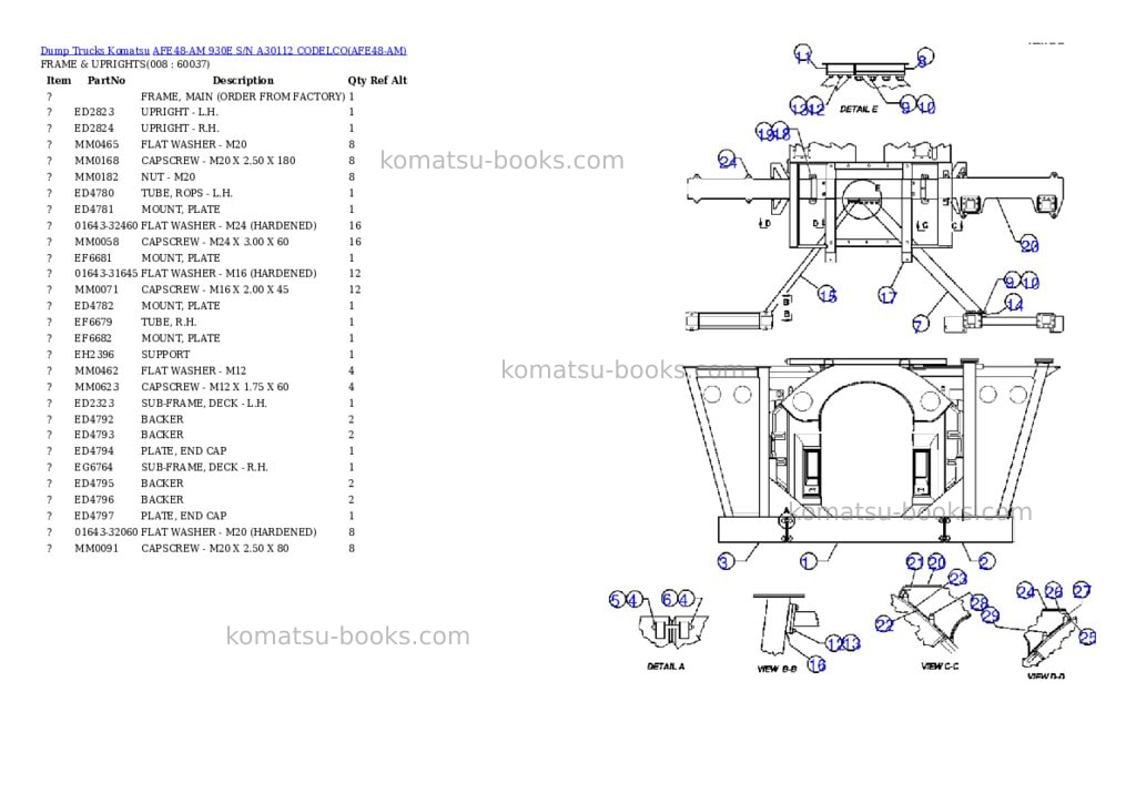 Komatsu afe48-am 930e s/n a30112 codelco Parts catalog cover Page 4