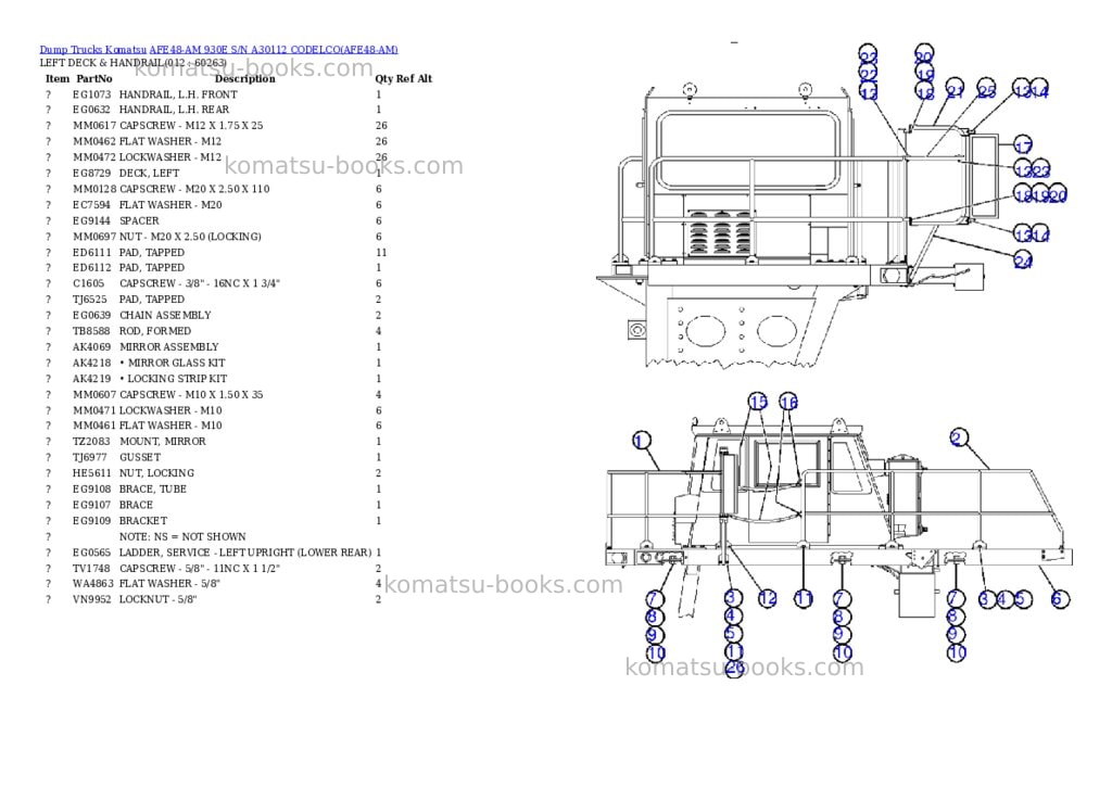 Komatsu afe48-am 930e s/n a30112 codelco Parts catalog cover Page 6