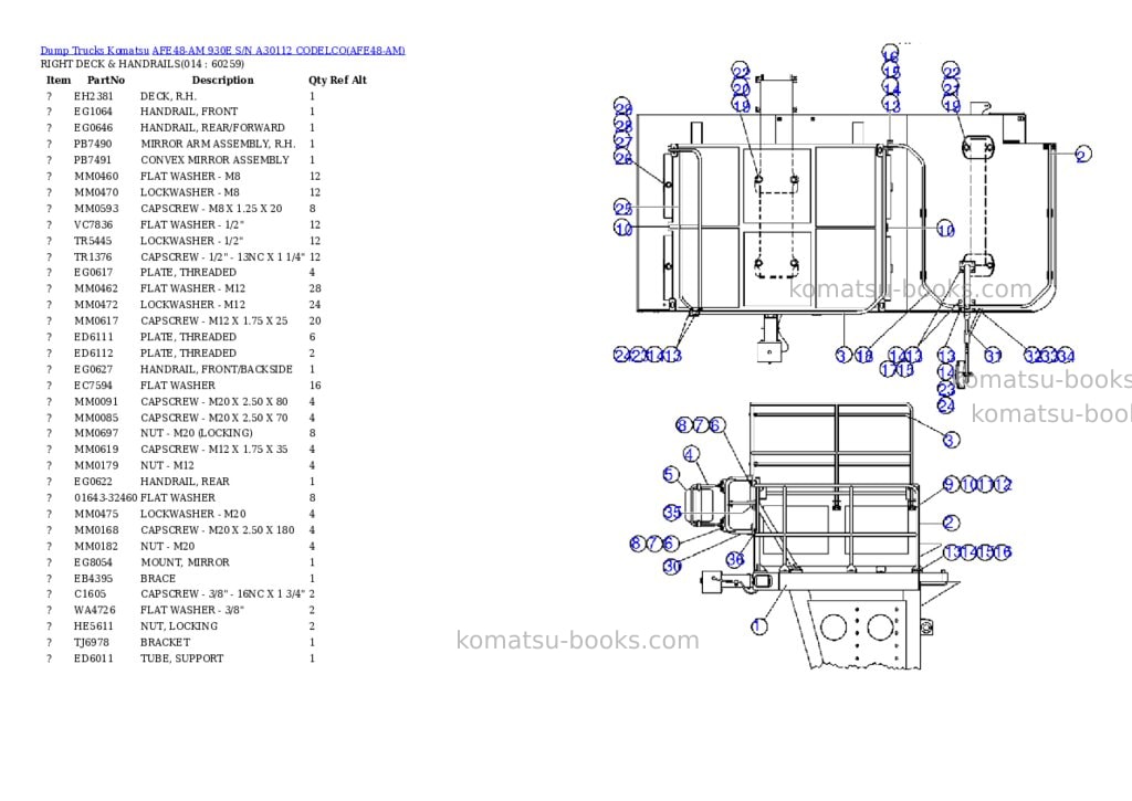Komatsu afe48-am 930e s/n a30112 codelco Parts catalog cover Page 7