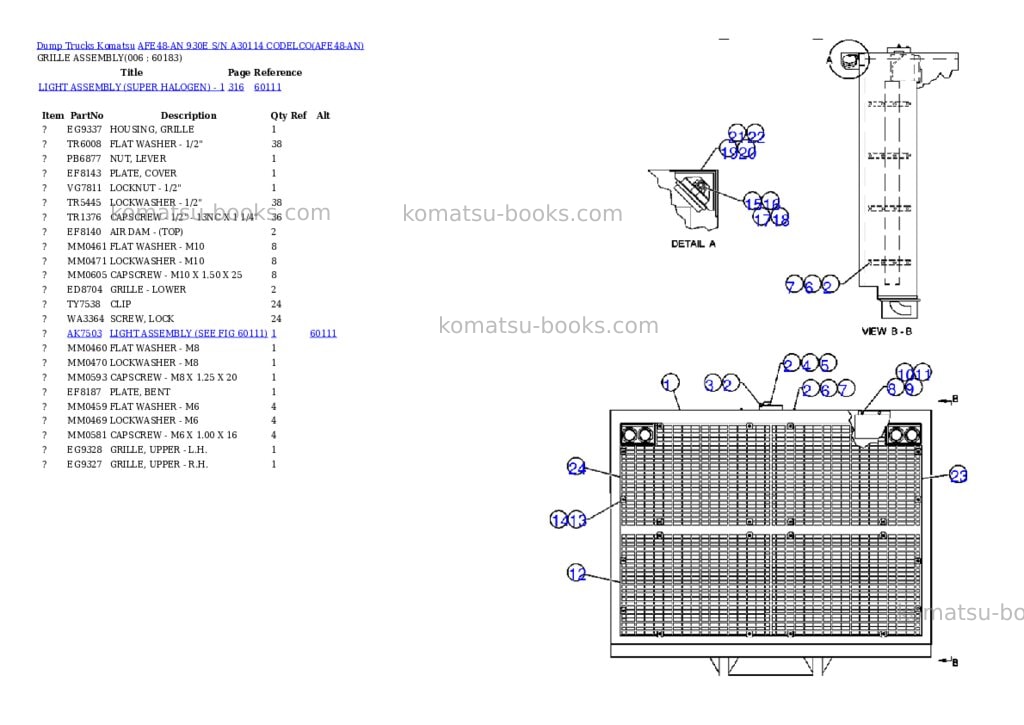 Komatsu afe48-an 930e s/n a30114 codelco Parts catalog cover Page 3