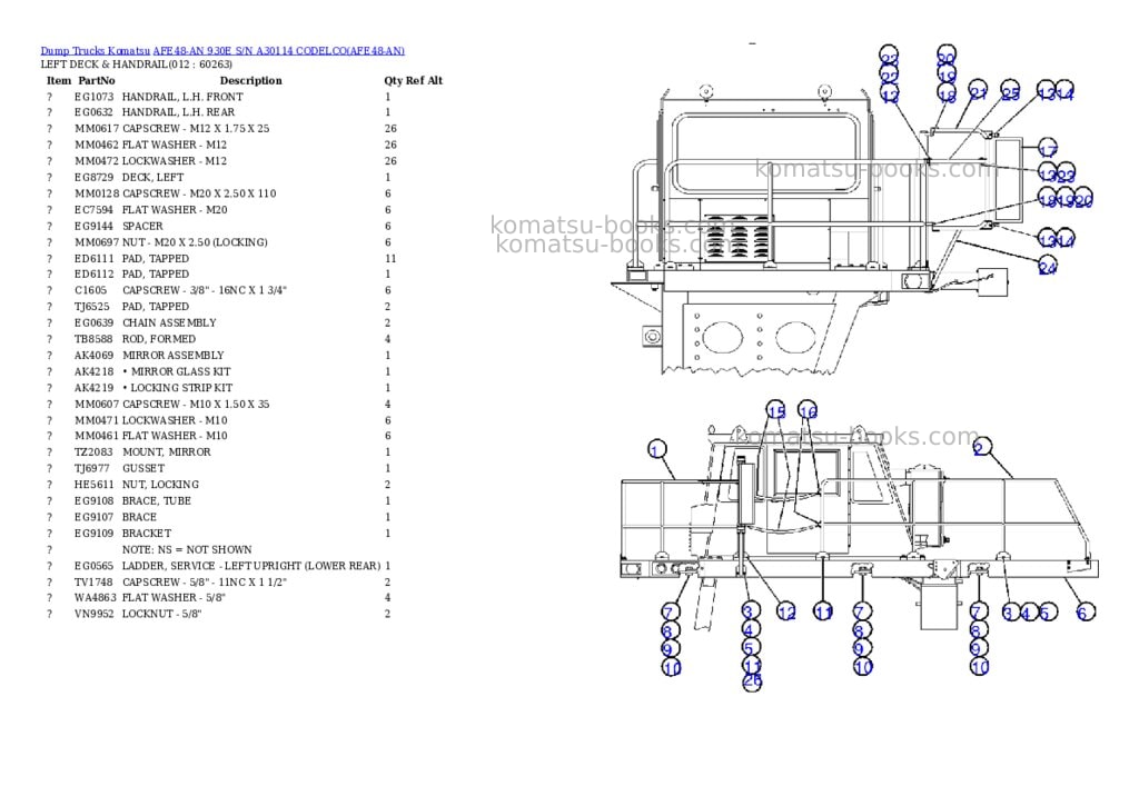 Komatsu afe48-an 930e s/n a30114 codelco Parts catalog cover Page 6