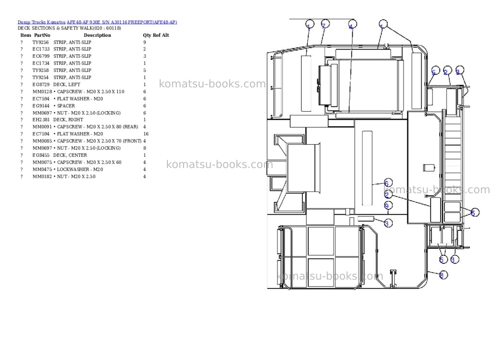 Komatsu afe48-ap 930e s/n a30116 freeport Parts catalog cover Page 10