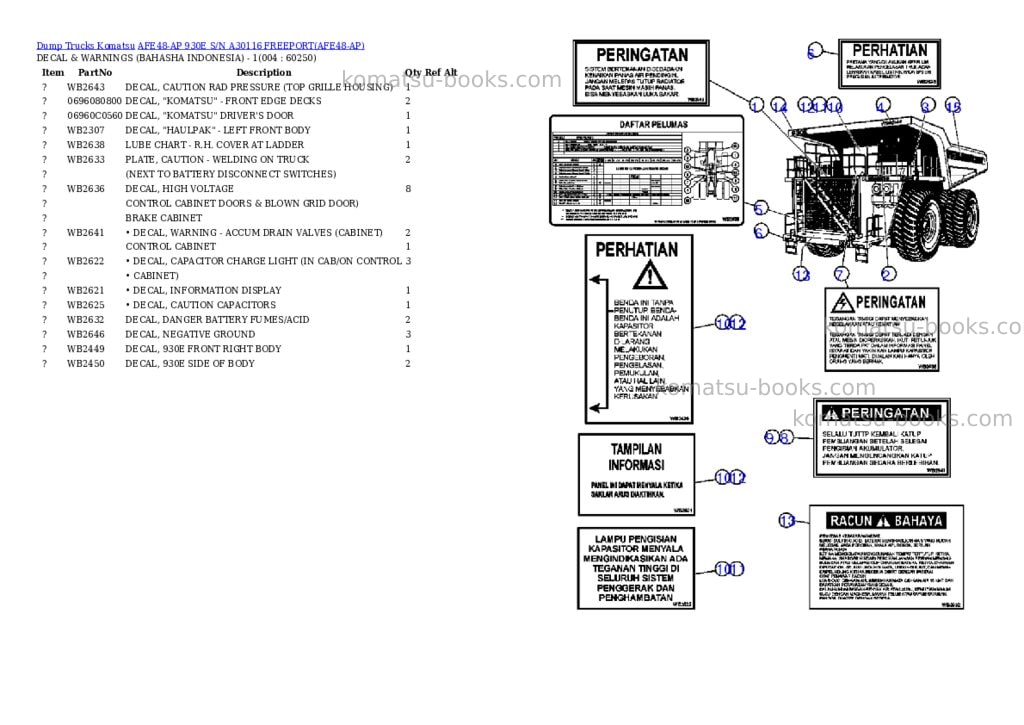 Komatsu afe48-ap 930e s/n a30116 freeport Parts catalog cover Page 2