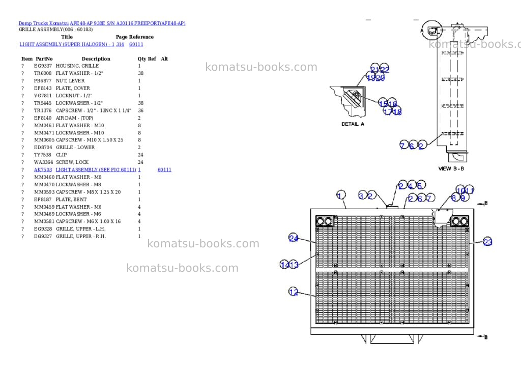 Komatsu afe48-ap 930e s/n a30116 freeport Parts catalog cover Page 3