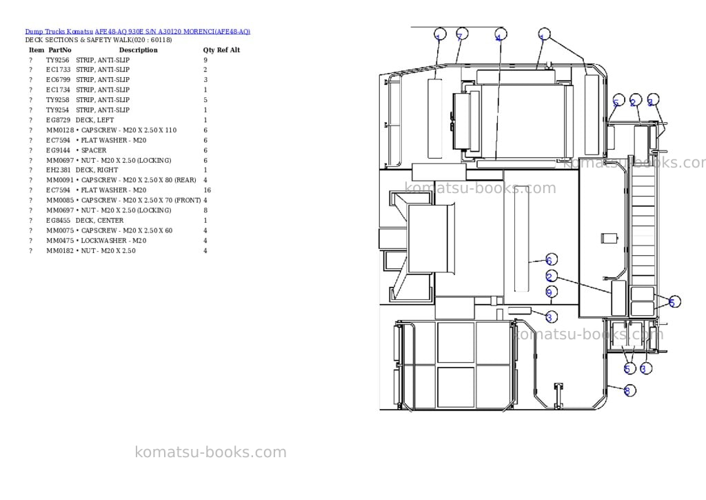 Komatsu afe48-aq 930e s/n a30120 morenci Parts catalog cover Page 10