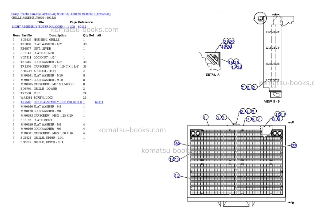 Komatsu afe48-aq 930e s/n a30120 morenci Parts catalog cover Page 3