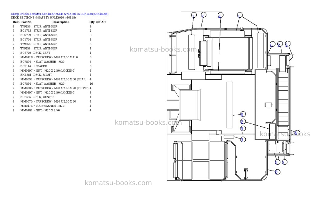 Komatsu afe48-ar 930e s/n a30115 suncor Parts catalog cover Page 10 Komatsu afe48-ar 930e s/n a30115 suncor Parts catalog cover Page 10