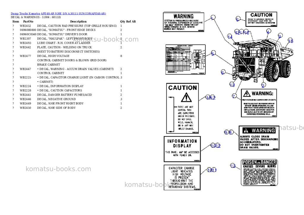 Komatsu afe48-ar 930e s/n a30115 suncor Parts catalog cover Page 2 Komatsu afe48-ar 930e s/n a30115 suncor Parts catalog cover Page 2