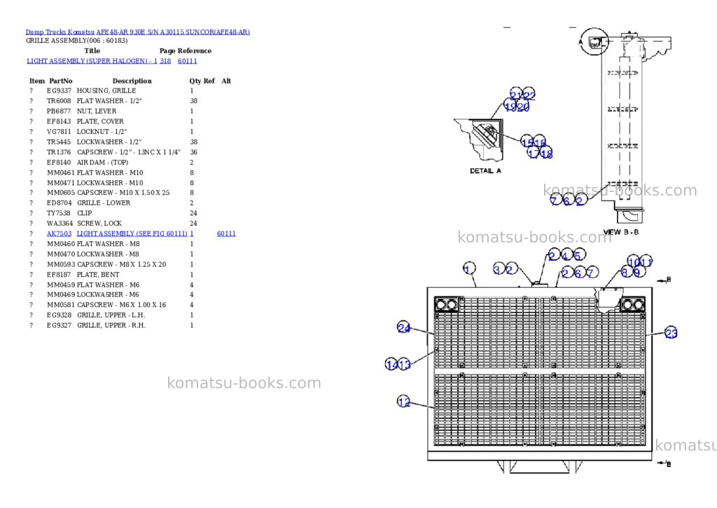 Komatsu afe48-ar 930e s/n a30115 suncor Parts catalog cover Page 3 Komatsu afe48-ar 930e s/n a30115 suncor Parts catalog cover Page 3