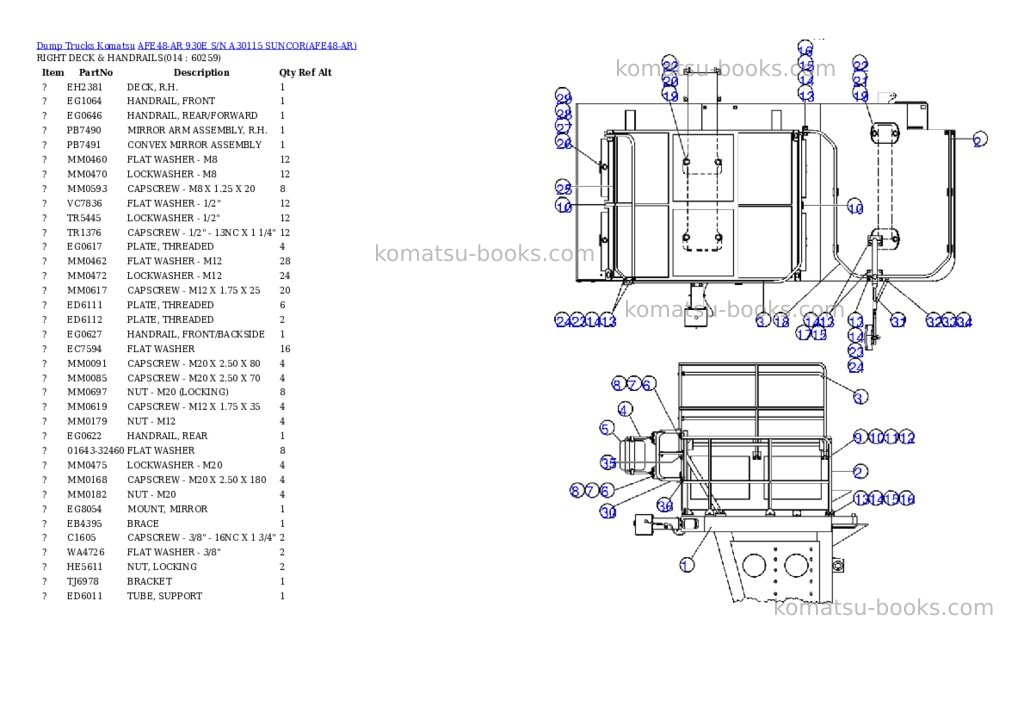 Komatsu afe48-ar 930e s/n a30115 suncor Parts catalog cover Page 7 Komatsu afe48-ar 930e s/n a30115 suncor Parts catalog cover Page 7