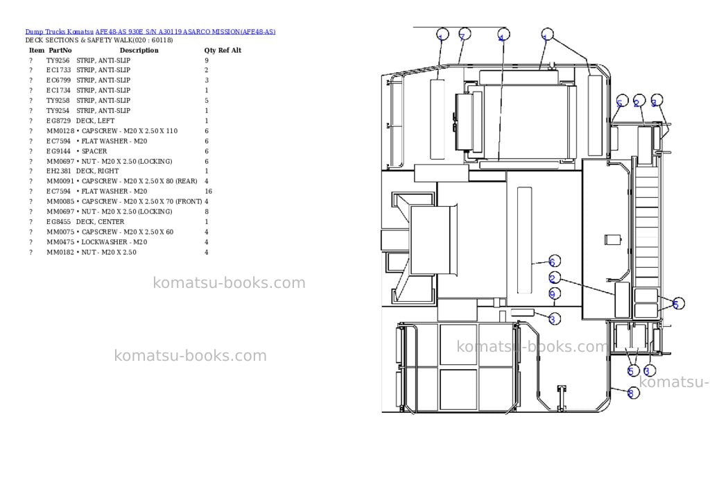 Komatsu afe48-as 930e s/n a30119 asarco mission Parts catalog cover Page 10