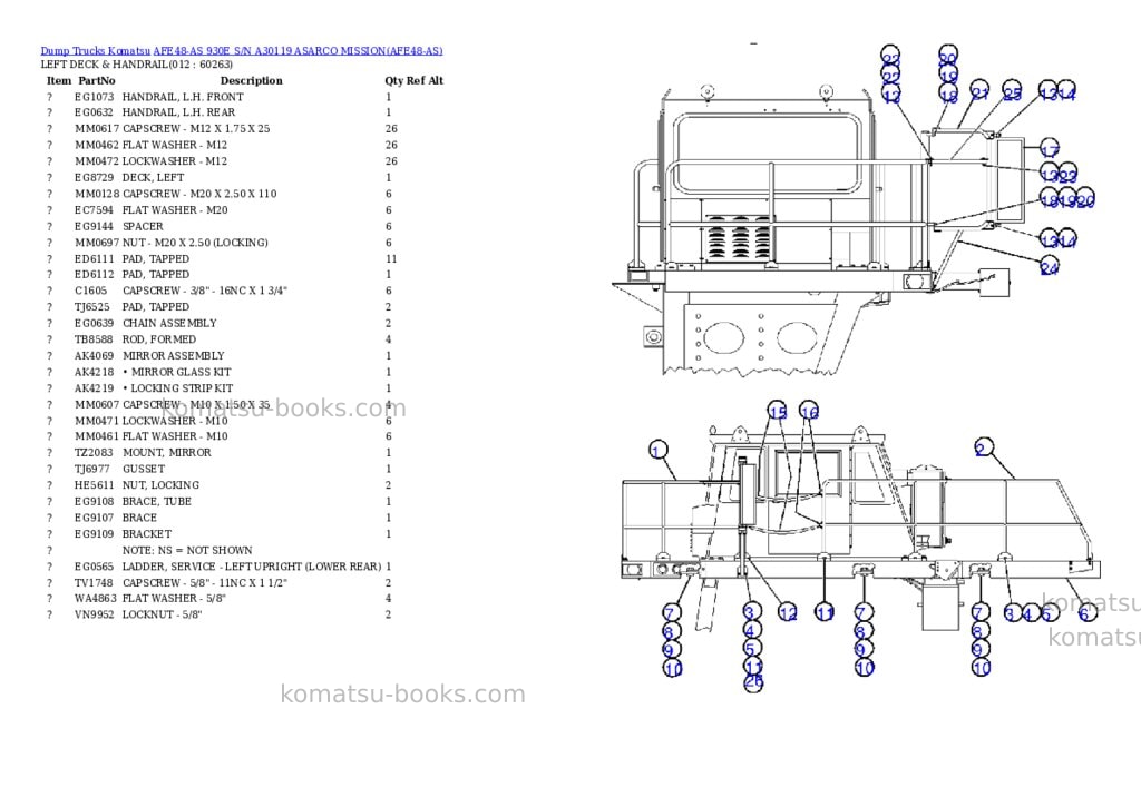 Komatsu afe48-as 930e s/n a30119 asarco mission Parts catalog cover Page 6