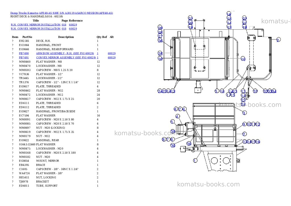 Komatsu afe48-as 930e s/n a30119 asarco mission Parts catalog cover Page 7