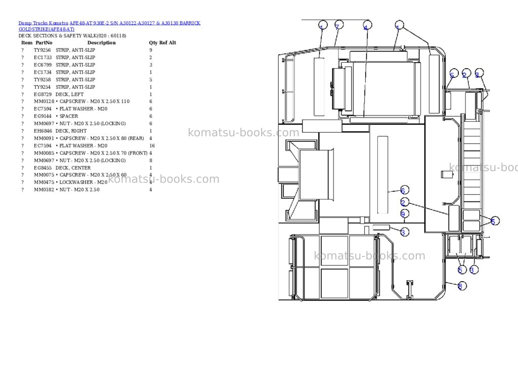 Komatsu afe48-at 930e-2 s/n a30122-a30127 & a30130 barrick goldstrike Parts catalog cover Page 10 Komatsu afe48-at 930e-2 s/n a30122-a30127 & a30130 barrick goldstrike Parts catalog cover Page 10