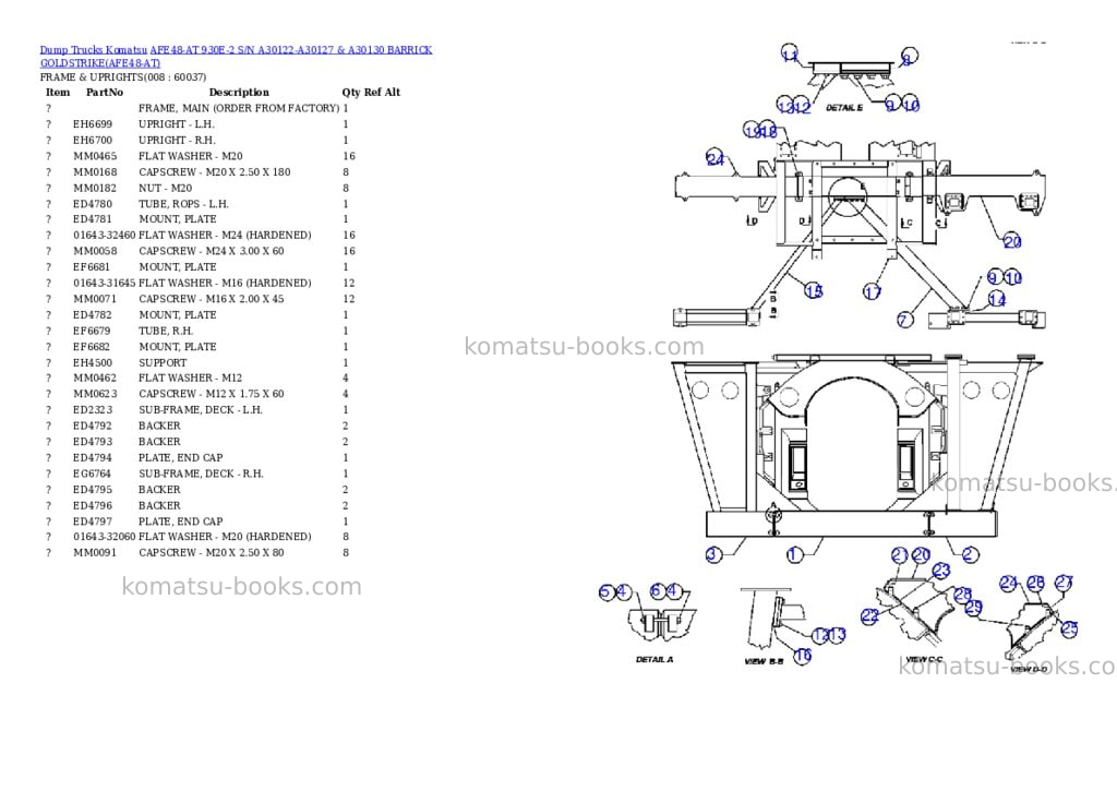 Komatsu afe48-at 930e-2 s/n a30122-a30127 & a30130 barrick goldstrike Parts catalog cover Page 4 Komatsu afe48-at 930e-2 s/n a30122-a30127 & a30130 barrick goldstrike Parts catalog cover Page 4