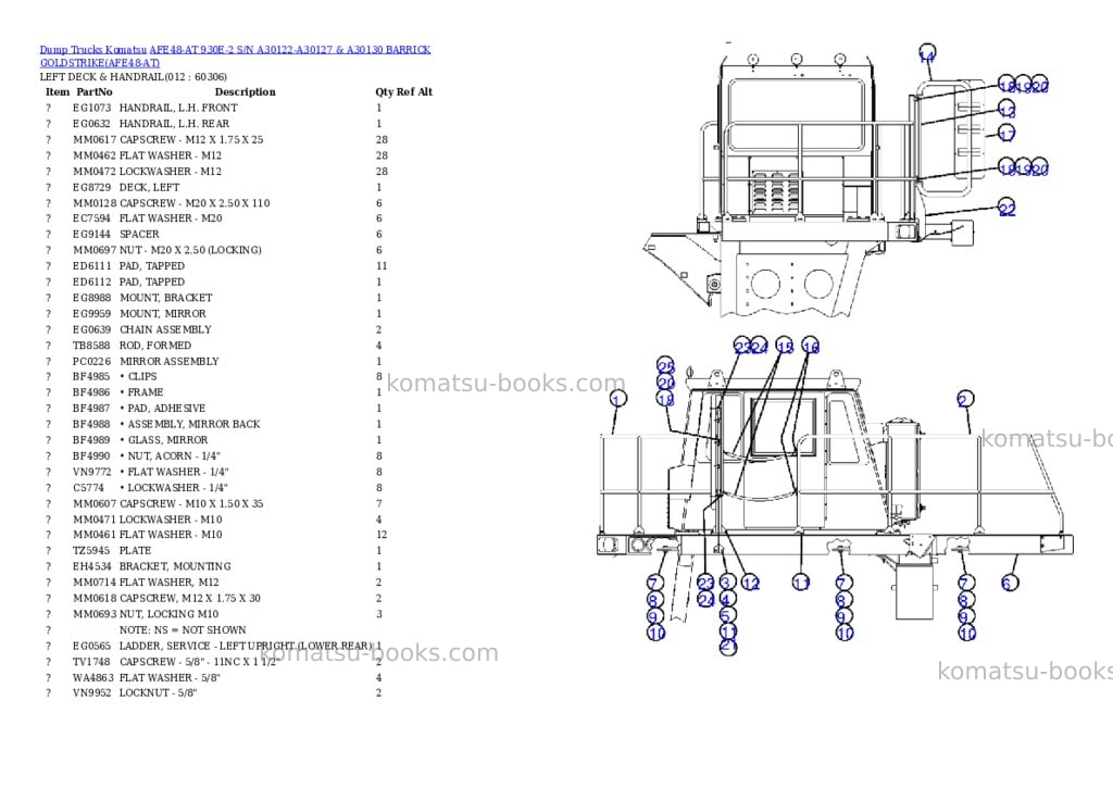 Komatsu afe48-at 930e-2 s/n a30122-a30127 & a30130 barrick goldstrike Parts catalog cover Page 6 Komatsu afe48-at 930e-2 s/n a30122-a30127 & a30130 barrick goldstrike Parts catalog cover Page 6