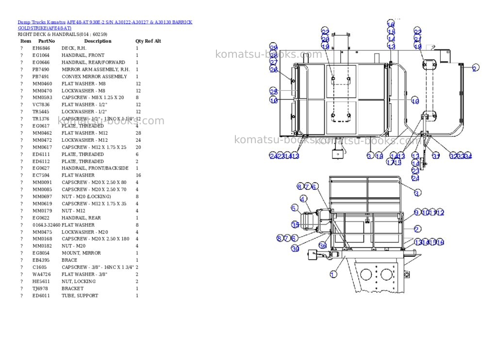Komatsu afe48-at 930e-2 s/n a30122-a30127 & a30130 barrick goldstrike Parts catalog cover Page 7 Komatsu afe48-at 930e-2 s/n a30122-a30127 & a30130 barrick goldstrike Parts catalog cover Page 7