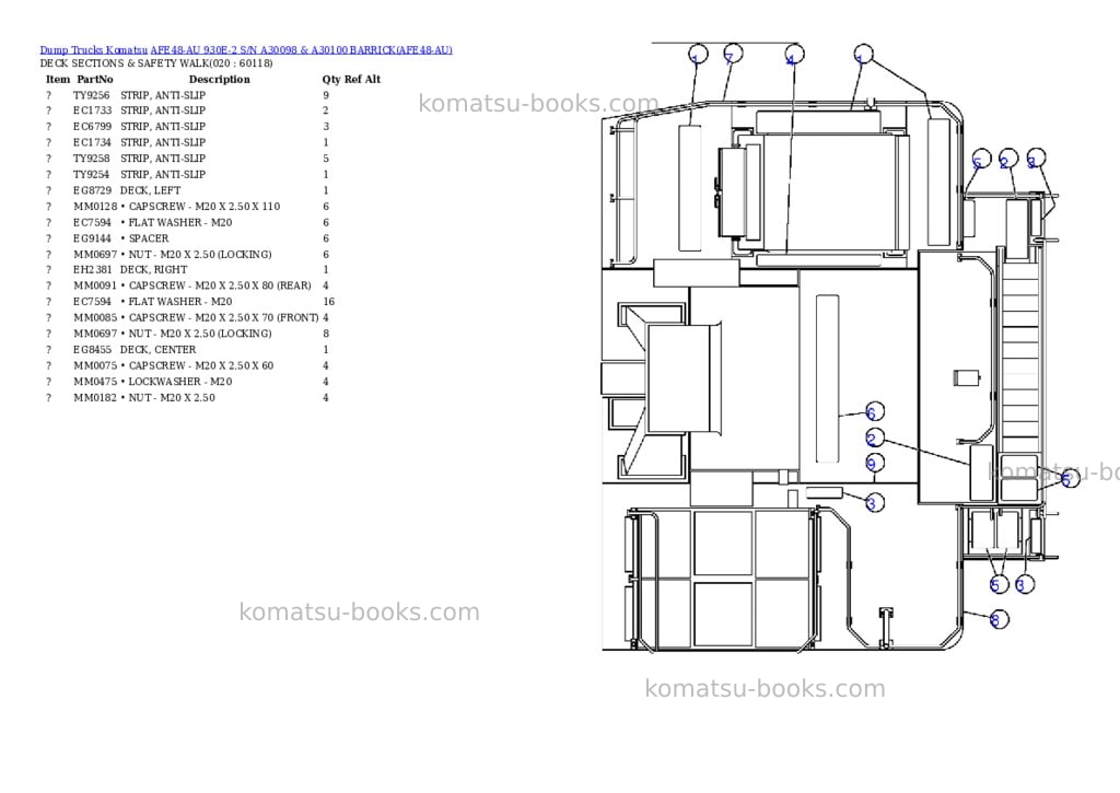 Komatsu afe48-au 930e-2 s/n a30098 & a30100 barrick Parts catalog cover Page 10 Komatsu afe48-au 930e-2 s/n a30098 & a30100 barrick Parts catalog cover Page 10