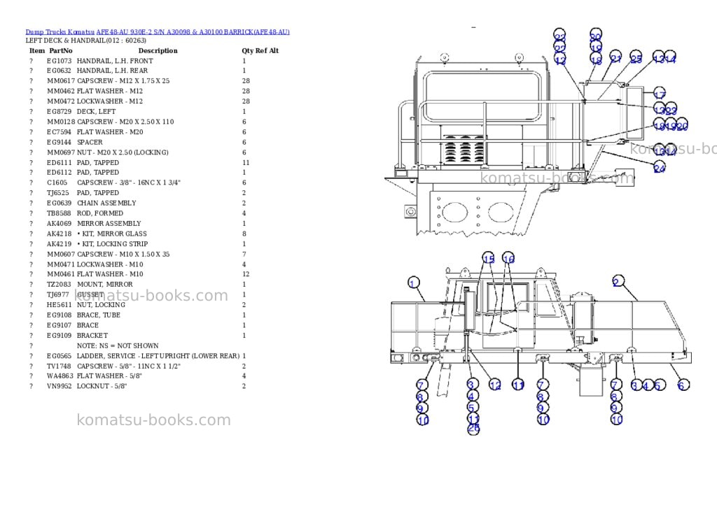 Komatsu afe48-au 930e-2 s/n a30098 & a30100 barrick Parts catalog cover Page 6 Komatsu afe48-au 930e-2 s/n a30098 & a30100 barrick Parts catalog cover Page 6
