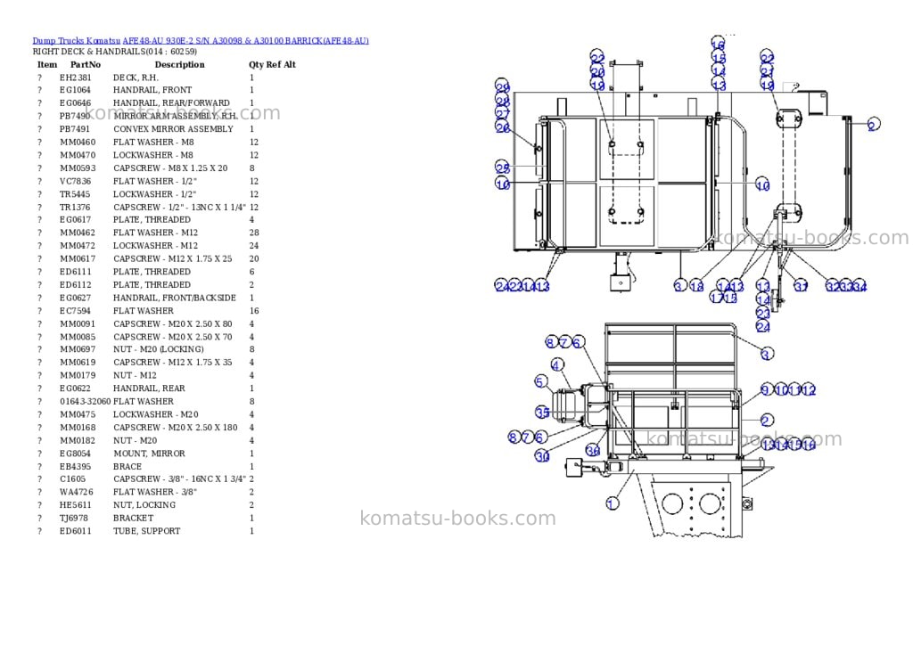 Komatsu afe48-au 930e-2 s/n a30098 & a30100 barrick Parts catalog cover Page 7 Komatsu afe48-au 930e-2 s/n a30098 & a30100 barrick Parts catalog cover Page 7