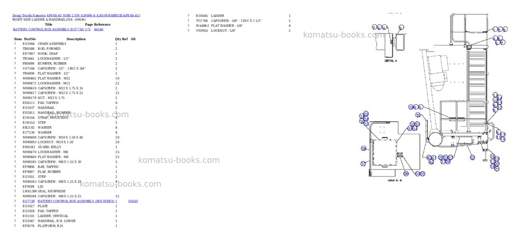 Komatsu afe48-au 930e-2 s/n a30098 & a30100 barrick Parts catalog cover Page 8 Komatsu afe48-au 930e-2 s/n a30098 & a30100 barrick Parts catalog cover Page 8