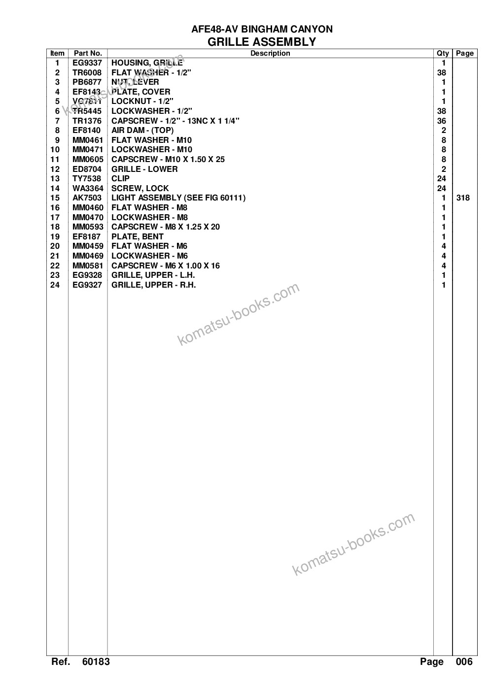 Komatsu afe48-av 930e-2 s/n a30128 bingham canyon Parts catalog cover Page 9
