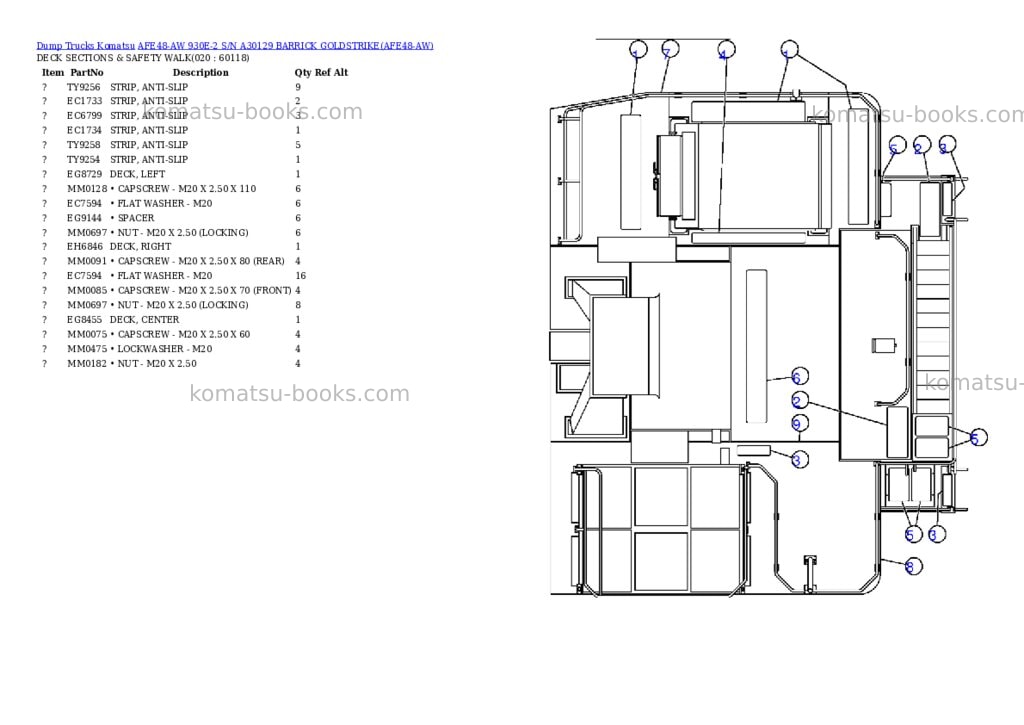 Komatsu afe48-aw 930e-2 s/n a30129 barrick goldstrike Parts catalog cover Page 10