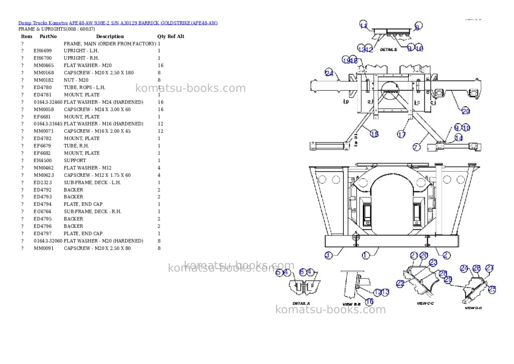 Komatsu afe48-aw 930e-2 s/n a30129 barrick goldstrike Parts catalog cover Page 4