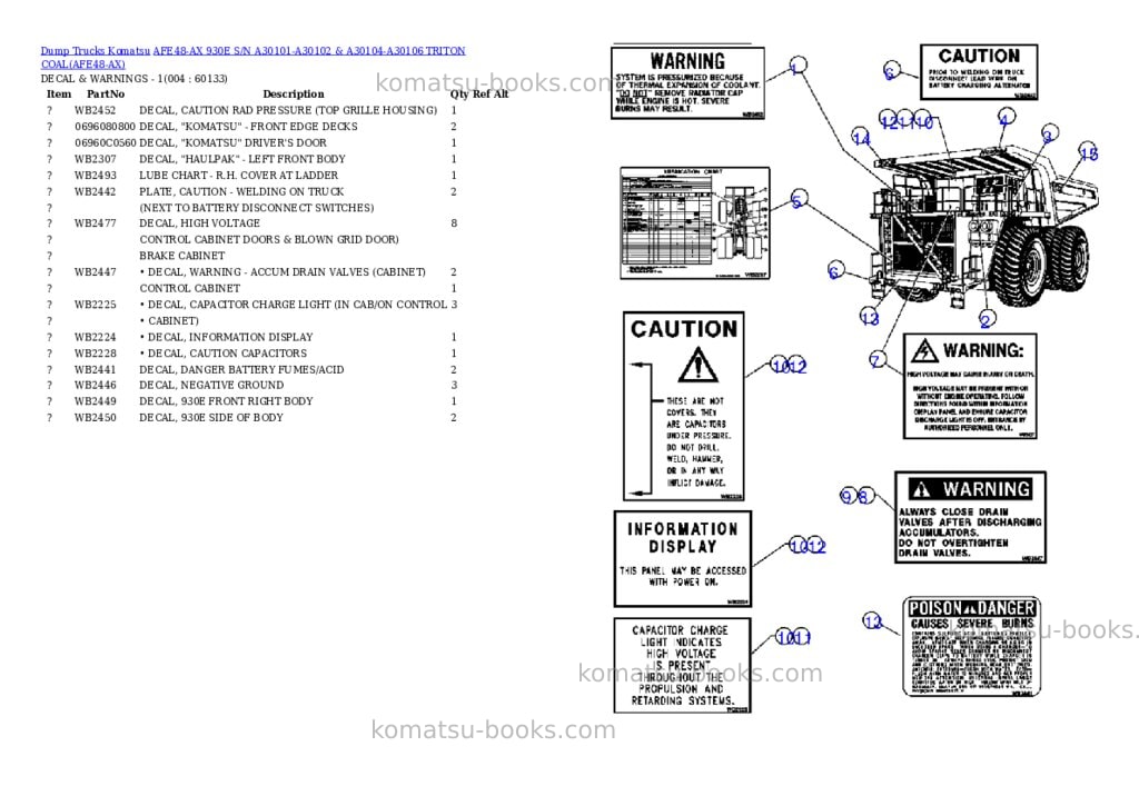 Komatsu afe48-ax 930e s/n a30101-a30102 & a30104-a30106 triton coal Parts catalog cover Page 2