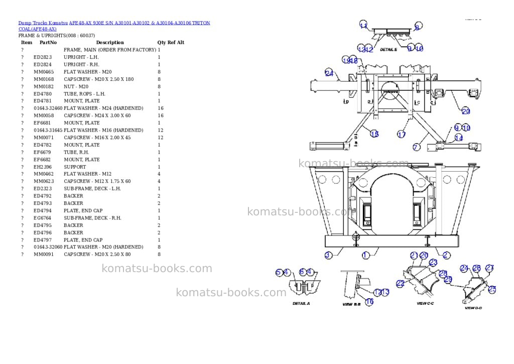 Komatsu afe48-ax 930e s/n a30101-a30102 & a30104-a30106 triton coal Parts catalog cover Page 4