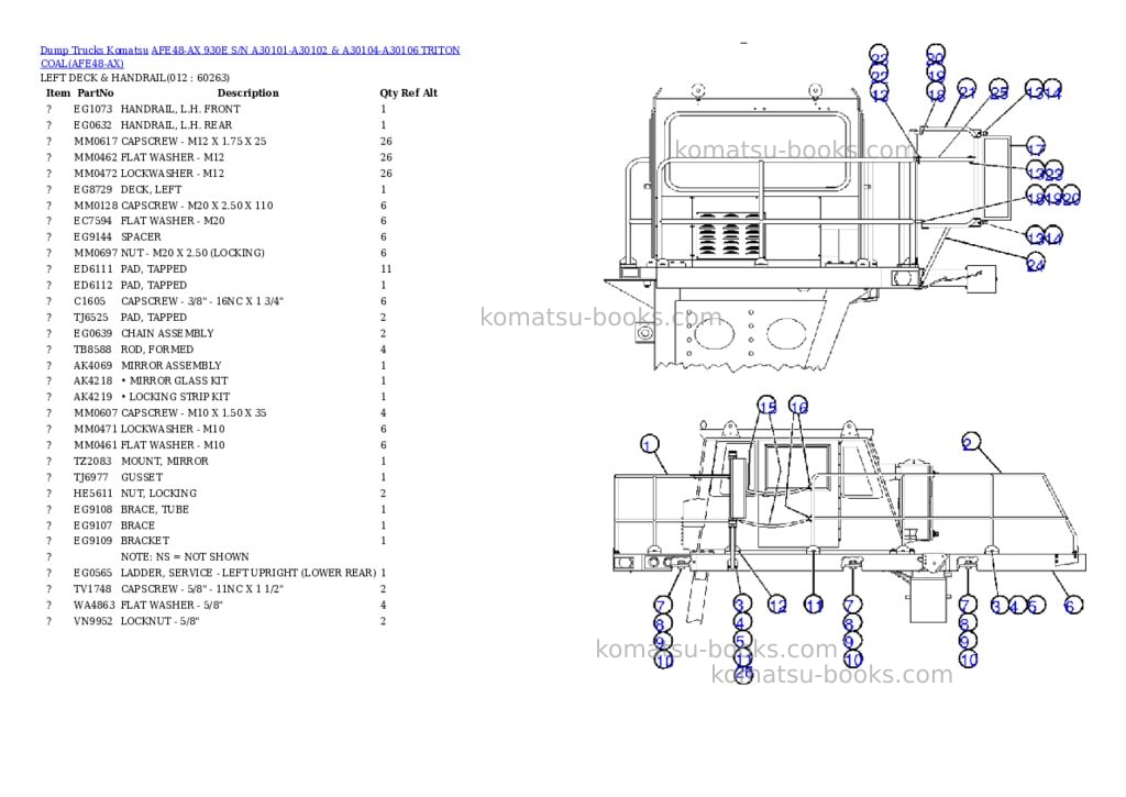 Komatsu afe48-ax 930e s/n a30101-a30102 & a30104-a30106 triton coal Parts catalog cover Page 6