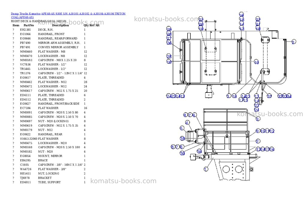 Komatsu afe48-ax 930e s/n a30101-a30102 & a30104-a30106 triton coal Parts catalog cover Page 7