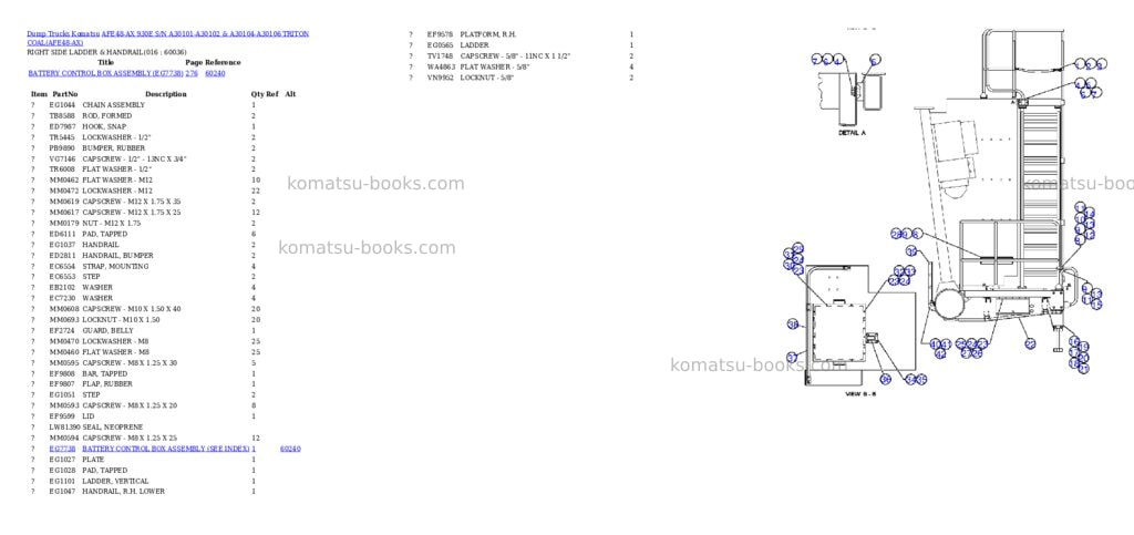 Komatsu afe48-ax 930e s/n a30101-a30102 & a30104-a30106 triton coal Parts catalog cover Page 8