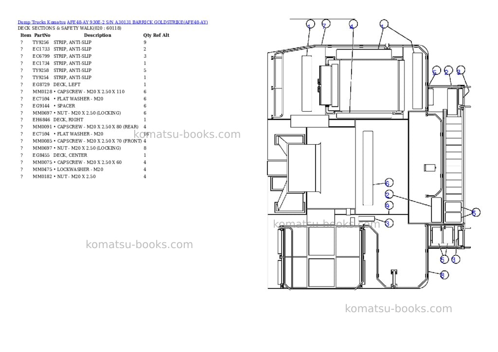 Komatsu afe48-ay 930e-2 s/n a30131 barrick goldstrike Parts catalog cover Page 10 Komatsu afe48-ay 930e-2 s/n a30131 barrick goldstrike Parts catalog cover Page 10