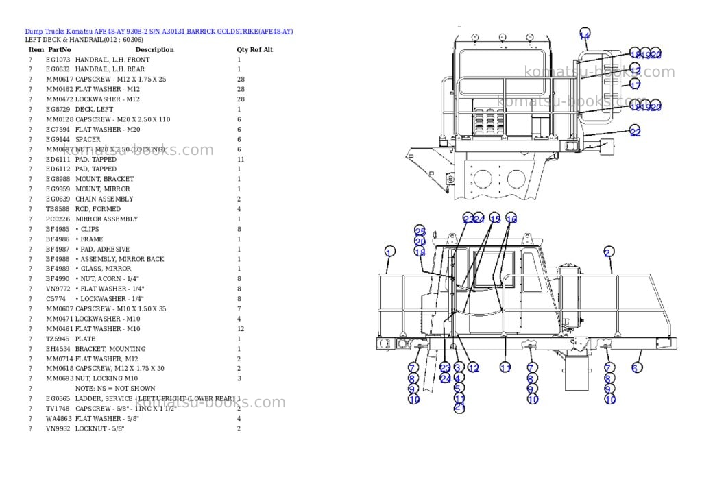 Komatsu afe48-ay 930e-2 s/n a30131 barrick goldstrike Parts catalog cover Page 6 Komatsu afe48-ay 930e-2 s/n a30131 barrick goldstrike Parts catalog cover Page 6