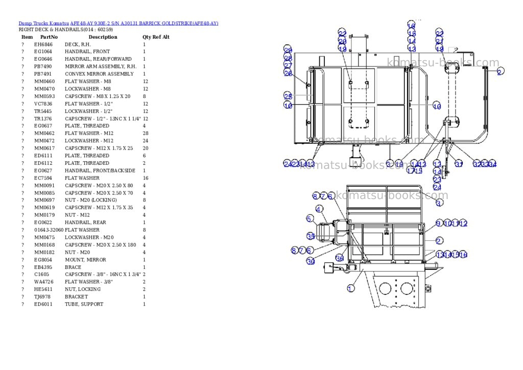 Komatsu afe48-ay 930e-2 s/n a30131 barrick goldstrike Parts catalog cover Page 7 Komatsu afe48-ay 930e-2 s/n a30131 barrick goldstrike Parts catalog cover Page 7