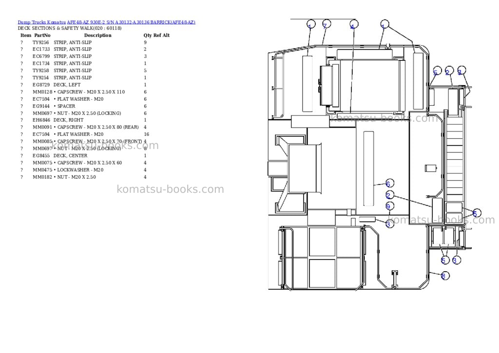 Komatsu afe48-az 930e-2 s/n a30132-a30136 barrick Parts catalog cover Page 10
