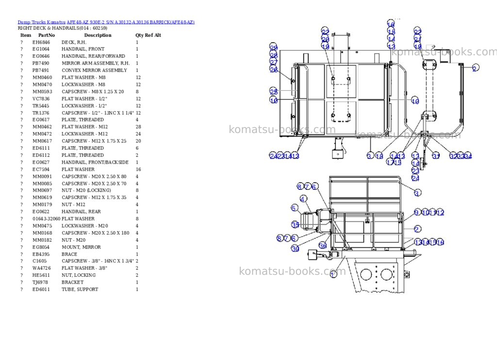 Komatsu afe48-az 930e-2 s/n a30132-a30136 barrick Parts catalog cover Page 7