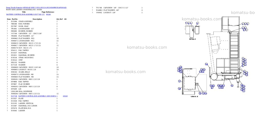Komatsu afe48-az 930e-2 s/n a30132-a30136 barrick Parts catalog cover Page 8