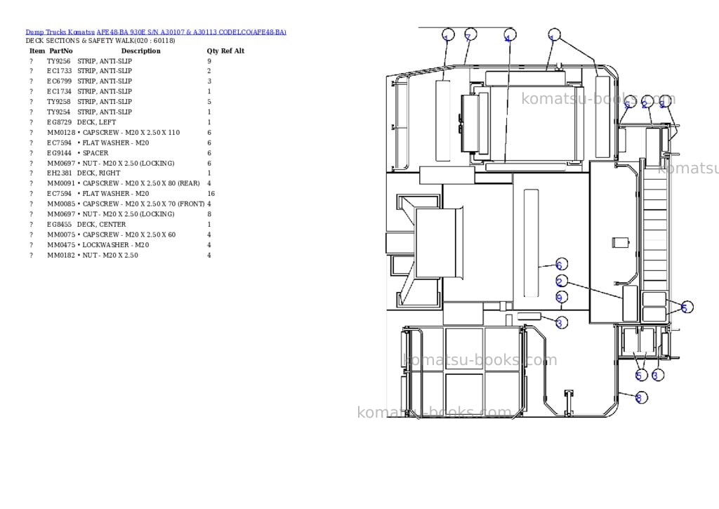 Komatsu afe48-ba 930e s/n a30107 & a30113 codelco Parts catalog cover Page 10 Komatsu afe48-ba 930e s/n a30107 & a30113 codelco Parts catalog cover Page 10