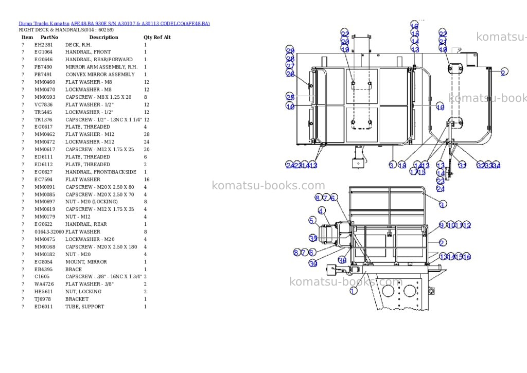 Komatsu afe48-ba 930e s/n a30107 & a30113 codelco Parts catalog cover Page 7 Komatsu afe48-ba 930e s/n a30107 & a30113 codelco Parts catalog cover Page 7